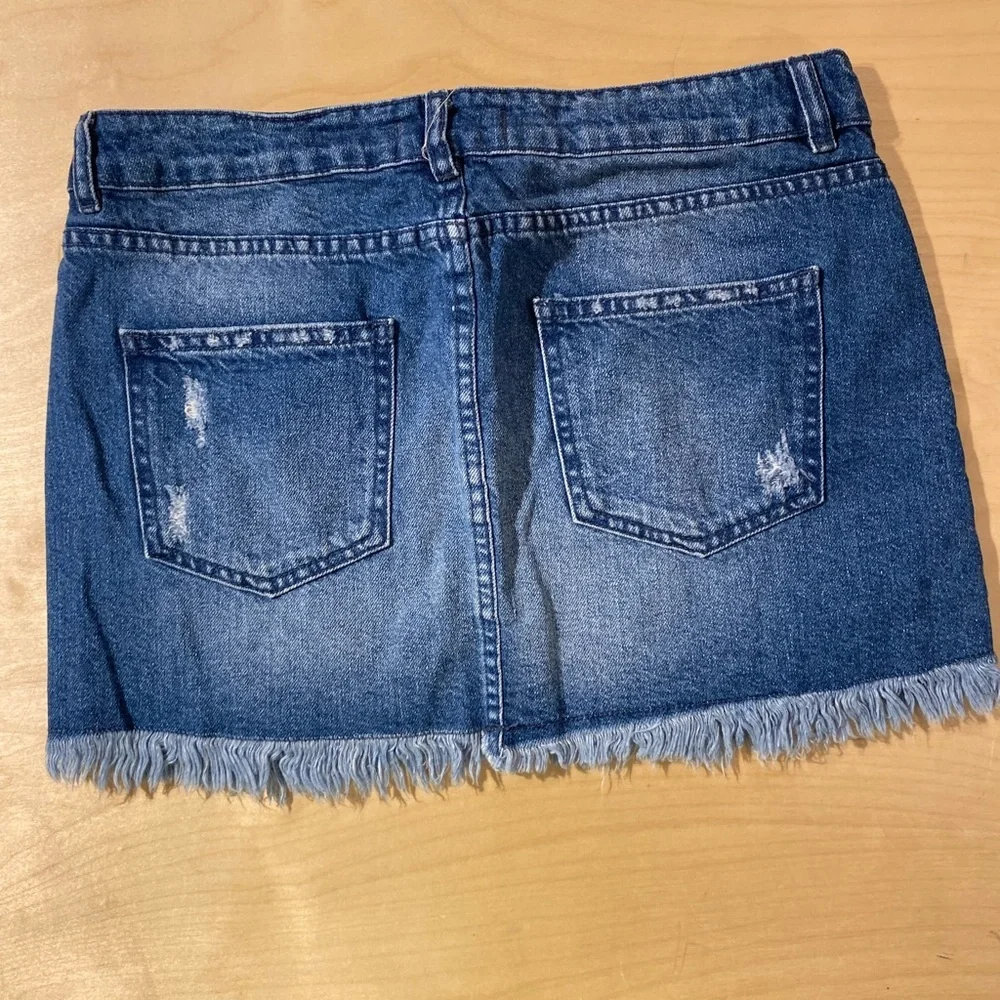 We the Free Distressed Denim Mini Skirt 12 (E)